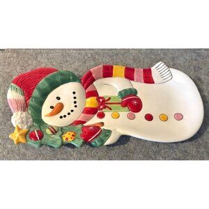 Fitz and Floyd Snowflake And Jake Snowman Plate 13.75" x 6"  # 3197